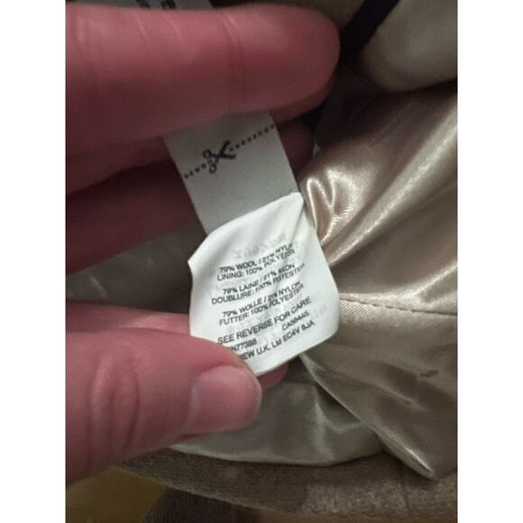 J Crew Cocoon Coat Stadium Cloth Tan Beige Mid Length Full Zip Outerwear 00 - Picture 4 of 4